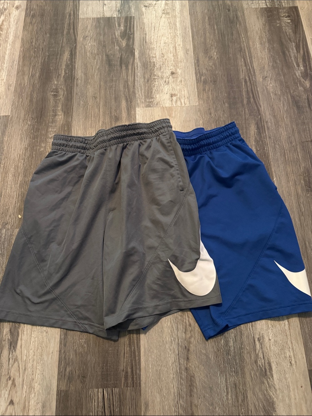 Nike Men's Gray and Blue Athletic Shorts Duo